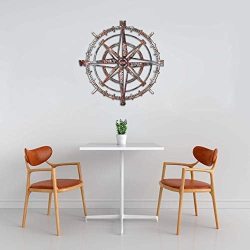 Venovez Compass Wall Decor with Inspirational Words Laser-Cut Metal - Wood Art with Digital Print, Nautical Home Decoration for Living Room, Office, or Gifts - Image 6