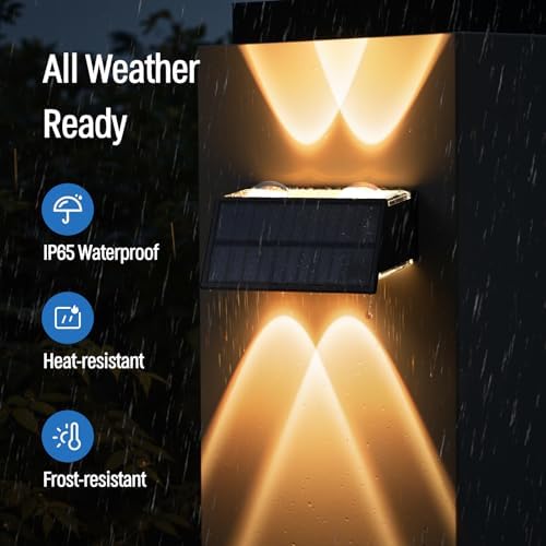 NIORSUN Solar Fence Lights,6 Pack Deck Light,Led Outdoor Lights 3000K/4500K/6000K+ RGB Up & Down Wall Lights Waterproof,Solar Powered Light for Backyard/Pool/Railing/Patio/Porch/Step Black - Image 6