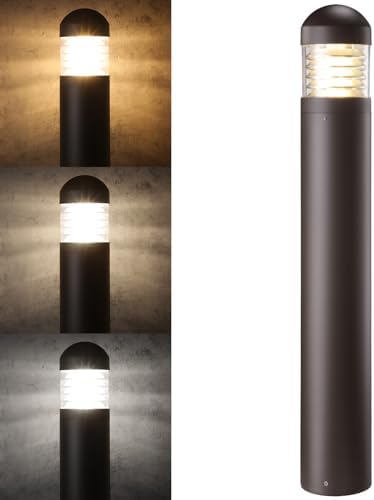 LEONLITE 3CCT LED Bollard Landscape Pathway Light, 43", Louvered by LEONLITE