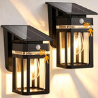 Outdoor Solar Porch Light Motion Sensor 2700K Warm White 2Pack by Paktonvo