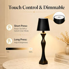 2 Pack Cordless Table Lamps, 5200mAh Rechargeable Battery Operated Lamp, Portable Outdoor Desk Light with 3 Color & Stepless Dimming Touch Control for Bedroom, Patio, Restaurant, Dining Room (Black) - Image 4