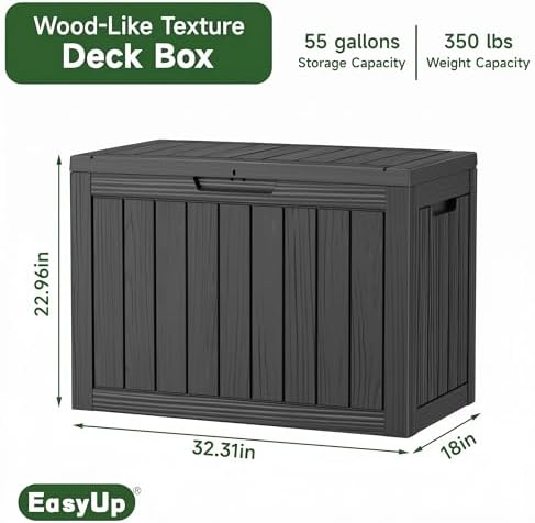 EasyUp 55 Gal Waterproof Resin Outdoor Storage Box UV Resistant Deck Box - Image 3