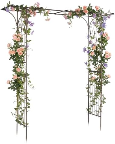 VINGLI Garden Arbor, Arch Archway for Wedding Ceremony Party, Steel Garden Trellis for Plant Climbing, Christmas Garden Decorations Pergola for Garden, Backyard, Lawn, Arch for Hallowmas (Bronze) by VINGLI
