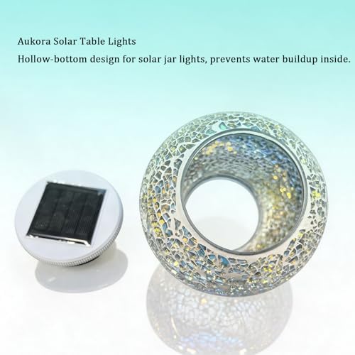 Aukora Solar Table Lamp, Waterproof Outdoor LED Light & Replacement Top, Panel Lantern Lid for Patio Garden Balcony Decor(Crack Glass) - Image 3
