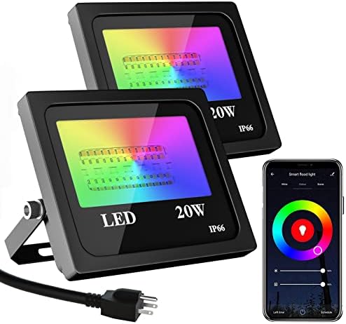 DEEPLITE LED Flood Light 150W Equivalent Outdoor Lights Color Changing Led Stage Landscape Lights, RGB Smart IP66 Wterproof Outdoor Floodlight Multicolor Wall Lights for Garden Yard - 2 Pack by DEEPLITE