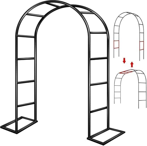 Garden Arch Trellis for Climbing Plants Outdoor Wedding Arches for Ceremony Black Metal Garden Arbor Indoor Garden Arches for Party Decoration 7.9ft Wide X 6.4ft High (Black Garden Arch) by ZANGEROI