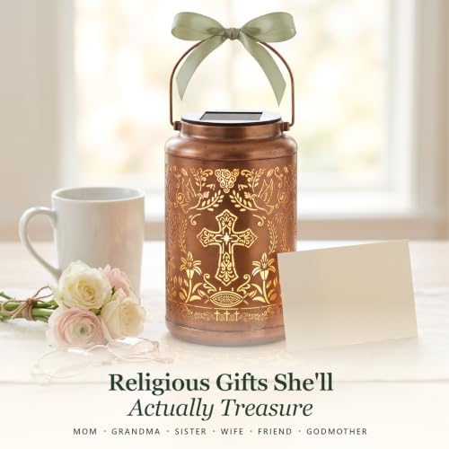 Christian Birthday Gifts for Women - Religious Outdoor Solar Cross Lantern - Image 4