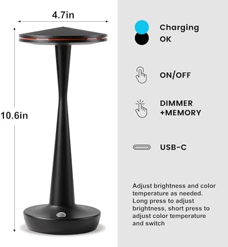 LED Ccordless Table Lamp Rechargeable,Battery Powered Outdoor Lights - Image 5