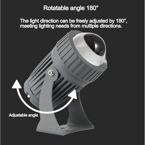 10W Rotation Spotlight Long Range LED Flood Lights, Narrow Beam Angle Landscape Lamps, AC 85-265V Outdoor Wall Washer, IP65 Building Exterior Wall Lighting Projector(White) - Image 5