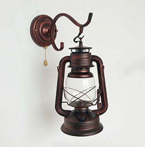 Retro Pull Chain Wall Lamp Lantern Kerosene Wall Sconces,Metal Transparent Glass Lampshade - Image 6