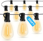 GvvooHome LED Outdoor String Lights, 300FT Waterproof Patio Lights with 92 Shatterproof S11 Plastic Bulbs, 2700K Warm White Edison Hanging Lights for Backyard, Garden, Porch, Bistro by GvvooHome