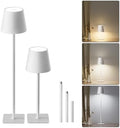 JACKYLED Cordless Lamp DIY Height, 3 Color Stepless Dimming, 5000Capactiy Opwer Operated Lamp Portable Rechargeable for Bedroom Dinning Kitchen, White, 2 Pack by JACKYLED