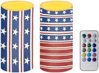 Flameless Candles with Remote and Timers Flickering Battery Operated USA Flag Candles Outdoor LED Pillar Candles for Independence Day Patriotic Decoration Set of 2 by Merkmak