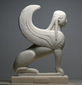 Sphinx Greek Mythical Woman Headed Lion Statue Cast Marble Sculpture Figure 6.9΄΄ by Unknown