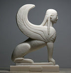 Sphinx Greek Mythical Woman Headed Lion Statue Cast Marble Sculpture Figure 6.9΄΄ by Unknown