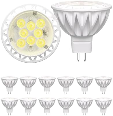 MR16 LED Bulbs 12-Pack 6000K Cool White 5W GU5.3 Spotlight Bulb, Non-Dimmable 38° Beam Angle for Landscape, Recessed, Track Lighting,Commercial Security & High Bay Lighting by HOME