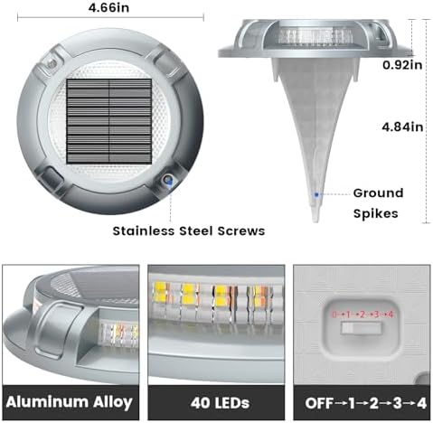 SIEDiNLAR Solar Driveway Lights Outdoor 4 Modes, 40 LEDs 16 Pack Blue/White - Image 5