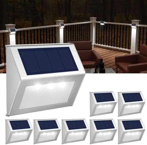 JSOT Solar Deck Lights Perfect for Fence, Step, Stair Decor-Cool White-8P by JSOT