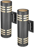 TENGXIN Outdoor Exterior Wall Light,Up and Down Cylinder Modern Porch Light,Stainless Steel 304 and Toughened Glass,Black Finished,E27,UL Listed by TENGXIN