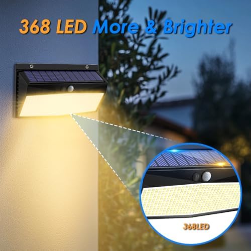 Peasur 368 LED Solar Motion Sensor Lights Outdoor Waterproof with 3 Modes - Image 5