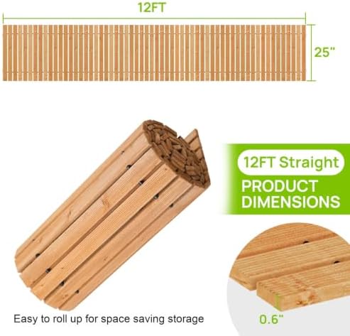 12FTx25'' W Wooden Garden Parhway Walkway Oversize Outdoor Roll Out Decorative Patio Path Pavers Flooring Non-Slip Surface Road Floor for Yard Lawn Vegetable Garden Wedding Party (Brown) - Image 3
