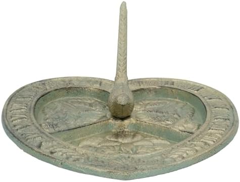 AB Tools Bird Heart Sundial Ornament Cast Iron Garden Yard Feature Statue Clock Metal - Image 3