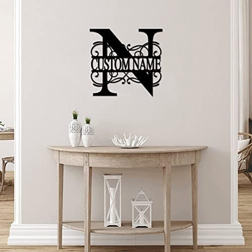 N Custom Name Initial Letter Monogram Metal Sign Distressed Iron Metal Wall Sculpture Decor Sign Modern Metal House Numbers Sign House Numbers Sign for Lodge Living Room Man Cave Home Decor 24 Inch - Image 4
