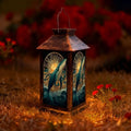 Solar Lantern Abstract Ocean Whale Suncatcher Stained Glass Decor Outdoor Waterproof Garden Hanging Lantern Solar Powered Lighting Outside Solar Light for Patio Yard Camping, Gifts for Women Mom by Unknown