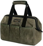 15 Inch Tool Bag, Heavy Duty Wide Mouth Water-Resistant Tool Bag, Tool Tote with Handle for Tools, Wrenches, Screwdrivers (15 X 7.8 X 11.5 inch) | ArmyGreen by Unknown
