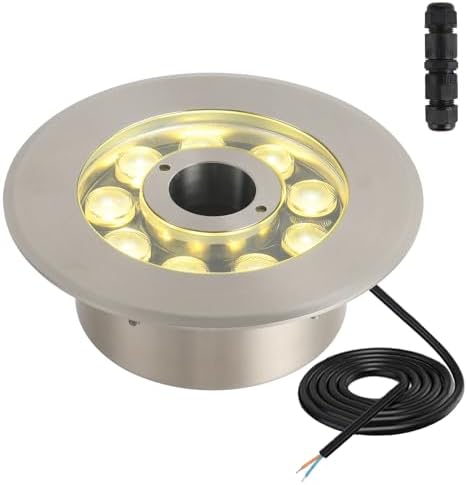 LED Fountain Lights Warm White Outdoor Submersible Light 18W 12V AC DC Stainless Steel Materials IP68 Waterproof Landscape Underwater Light for Outdoor Pond Garden Patio Backyard by Ajinsn