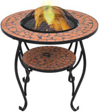 Fire Pit Table, Mosaic Ceramic Top, Steel Outdoor Heater Bowl by Unknown