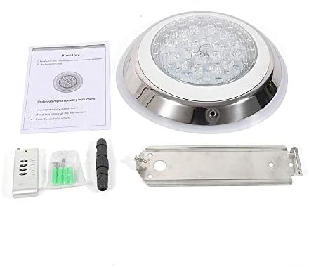 DNYSYSJ Pool Lights 12V LED Underwater Pool Lights for Inground Swimming Pools | RGB Color Changing LED Color Pool Light Bulb| Replacement Bulb with Remote Control (54W Stainless Steel+PC) - Image 5
