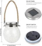 Solar Hanging Mason Jar Lights - Cracked Glass 30 LED Fairy Firefly Lantern String Lights, Outdoor Waterproof Patio Porch Garden Yard Balcony Lawn Wall Lighting Decor - Image 2