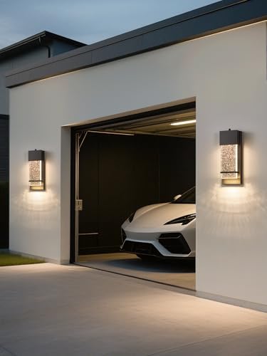 Dusk to Dawn Outdoor Wall Light Fixtures with Crystal Glass Black 2 Pack - Image 6