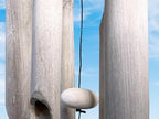 Rustic Sea Turtle Bamboo and Wood Windchimes – Outdoor Wind Chime – Distressed Finish – Whitewash & Teal Blue – Natural Beautiful Relaxing Sound - Image 5
