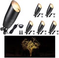 Gardenreet Low Voltage Spot Lights - Black Solid Brass Landscape Spotlight Wired, 12V Outdoor LED Bullet Uplights, Waterproof Electric for Patio Wall with 2700K Warm White MR16 Bulb (6 Pack) by Gardenreet