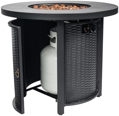 30'' Round Propane Fire Pit Table, 50,000 BTU Steel Gas FirePit for Outdoor, Fire Table with Lid, Add Warmth & Ambience to Gatherings and Parties On Patio Deck Garden Backyard, Black. - Image 5
