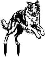 Dog Metal Garden Stake - Weatherproof Dog Silhouette Yard Art, Decorative Outdoor Sign for Lawn & Patio, Heartfelt Gift for Rough Collie Lovers(Jump,14") by VORISCAPE