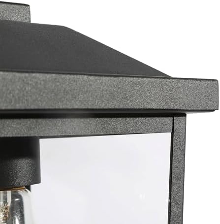 LALUZ Black Outdoor Wall Lights for House, Modern Farmhouse Porch Patio Lights Outdoor Wall Mount with Clear Glass, Waterproof Rectangular Exterior Outdoor Sconce Wall Lantern Light Fixture - Image 6