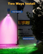 Solar Spot Lights Outdoor Color Changing, 7 Modes/14 LED Outdoor Solar Lights for Yard, Waterproof RGB Multicolor Solar Landscape Spotlights Auto On/Off for Flood, Yard, Tree, Pathway, 4 Pack - Image 6