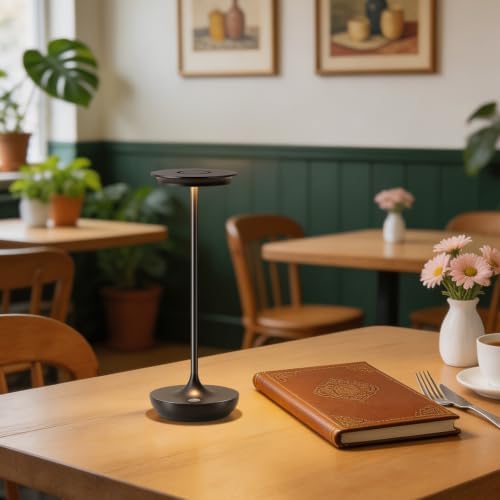 LED Rechargeable Cordless Table Lamp Battery Operated Light Black - Image 4
