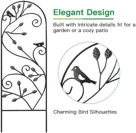 AMAGABELI GARDEN & HOME 4 Pack Garden Trellis for Climbing Plants/Vegetables/Flower/Patio/Roses/Cucumbers/Clematis 47" x 16" Black Iron Potted Support Vines Metal Wire - Image 4