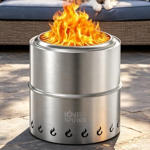 15-Inch Outdoor Fire Pit, Smokeless Fire Pit, Stainless Steel Fire Pit【Foldable Design】 with Portable Carry Bag【Iconic Airflow Design】 for Patio, Camping and Beach Activities by Unknown