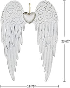 Aecipl Metal Angel Wings Plaques with Heart - Decorative Angel Wing Sculptures Hanging Wall Art Antique Decor for Home Bedroom (White-L) - Image 6