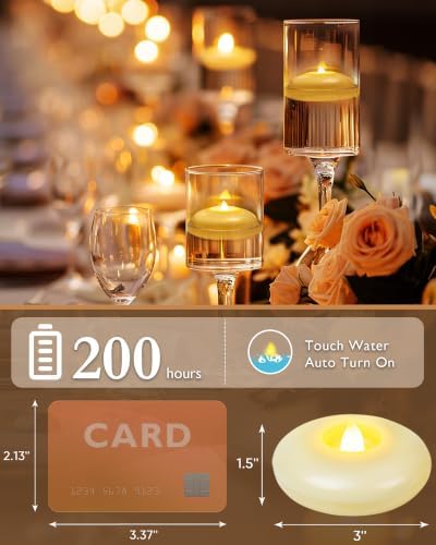 Homemory 48Pack 3" Ivory Flameless Floating LED Candle, Waterproof Tealight - Image 2