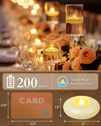 Homemory 48Pack 3" Ivory Flameless Floating LED Candle, Waterproof Tealight - Image 2