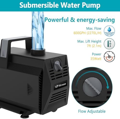 Pond Waterfall Kit with 600GPH Pump & 8-inch 304 Stainless Steel Spillway - Image 5