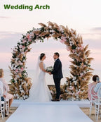 Queension 8Ft Wide 7Ft High Metal Wedding Arch for Ceremony Party, Gold - Image 6