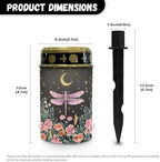 Poceacles Outdoor Cemetery Grave Decor - Solar Memorial Lights - Waterproof Stake Lights - Grave Markers, Pink Dragonfly Flower Moon, Pack of 4 - Image 6