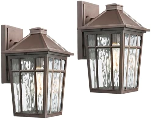 Darkaway Large Outdoor Sconce Lights Wall Light Fixtures,14inch Exterior Porch Light Outdoor Sconce Anti-Rust Outside Light with Water Ripple Glass for Patio Yard Garage, 2 Pack by Darkaway
